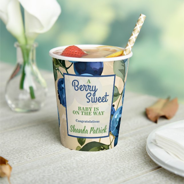Berry Sweet Blueberry Theme Baby Shower Paper Cups (Insitu)