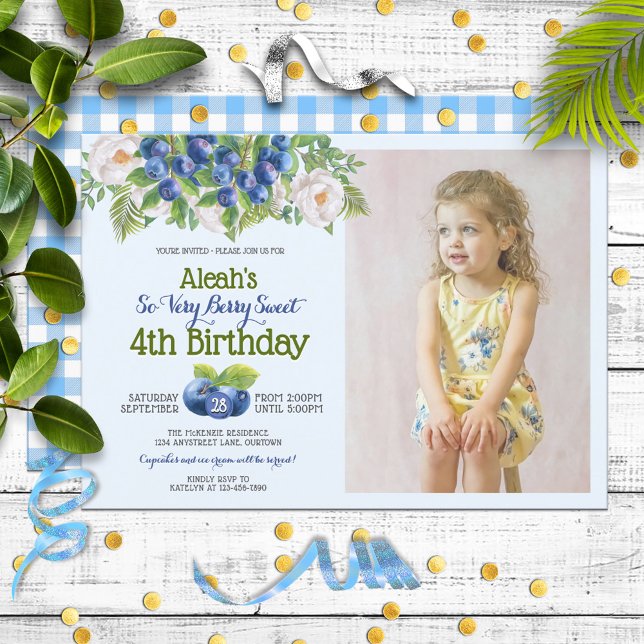 Berry Sweet Blueberry Theme Girl's Birthday Invitation (Creator Uploaded)