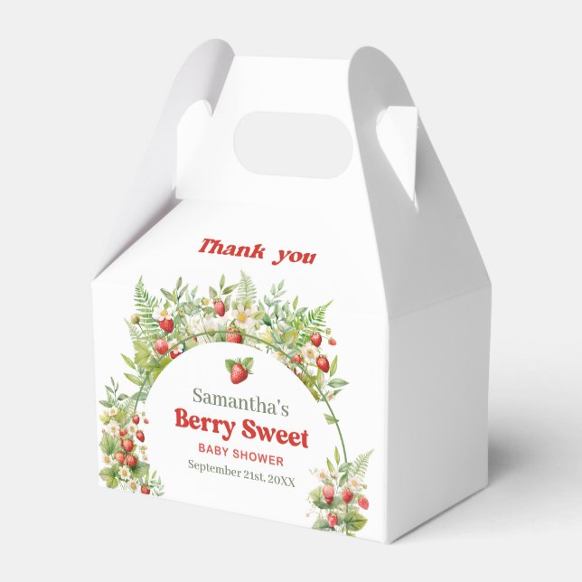 Berry Sweet Boho arch Pink Wild Strawberry  Favour Box (Front Side)