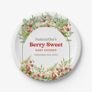 Berry Sweet Boho arch Wild Watercolor Strawberry  Paper Plate