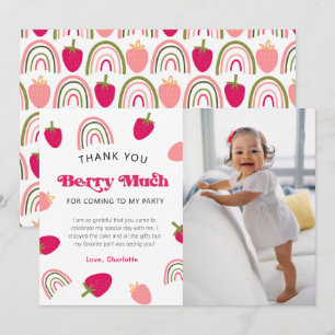 Berry Sweet Boho Rainbow Photo Thank You Card
