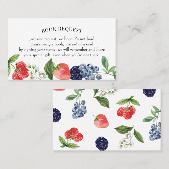 Berry Sweet Book Request or Book for Baby Card (Front/Back)