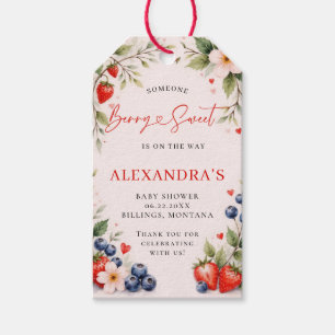 Berry Sweet Botanical Art Pink Girl Baby Shower Gift Tags