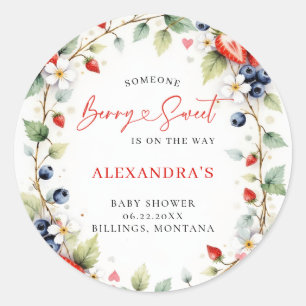 Berry Sweet Botanical Berries Garden Baby Shower Classic Round Sticker
