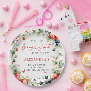 Berry Sweet Botanical Berries Garden Baby Shower Paper Plate