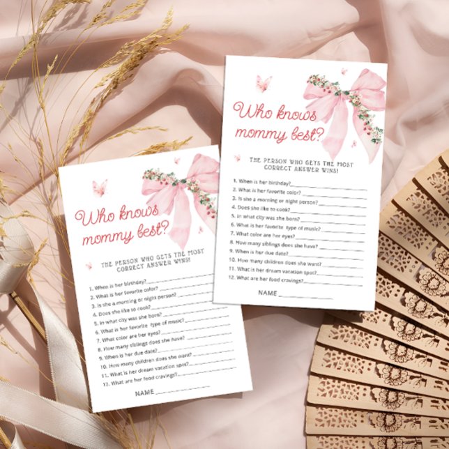 Berry Sweet Bow Who Knows Mummy Baby Shower Game (Creator Uploaded)