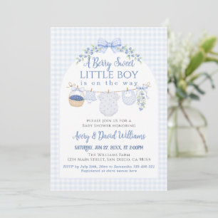 Berry Sweet Boy blueberry Baby Shower Invitation