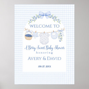 Berry Sweet Boy blueberry Baby Shower Poster