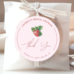 Berry Sweet Bridal Shower Thank You Classic Round Sticker