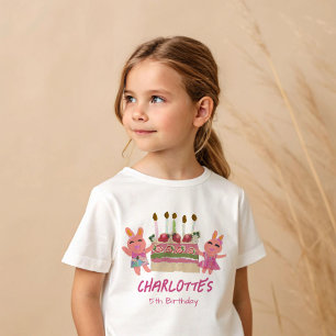 Berry Sweet Bunnies and Cake Kids Birthday T-Shirt