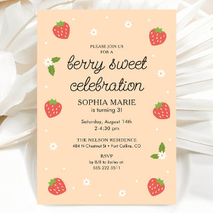 Berry Sweet Celebration Strawberry Birthday Peach Invitation