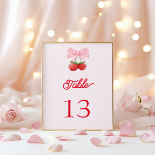 Berry Sweet Coquette Baby Shower Table Number