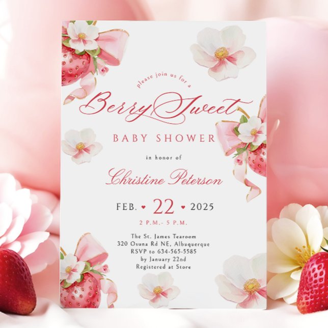 Berry Sweet Coquette Spring Baby Shower Invitation (Creator Uploaded)