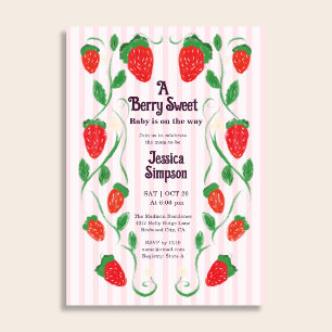 Berry Sweet Cute Art Nouveau Baby Shower Invitation