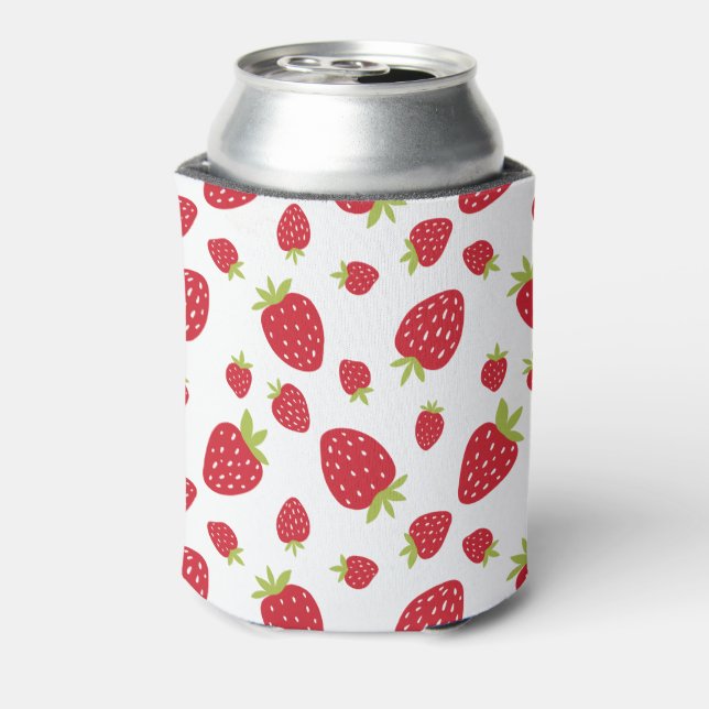 Berry Sweet Cute Strawberry Pattern Birthday Can Cooler (Can Back)