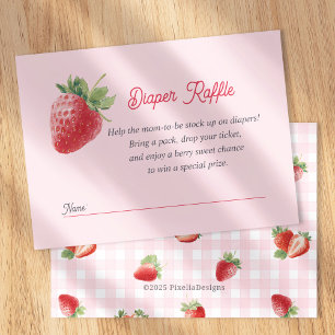 Berry Sweet Diaper Raffle Card-Strawberry Themed Enclosure Card