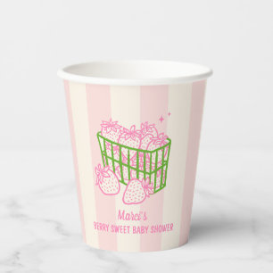 Berry Sweet Doodle Pink Green Girl Baby Shower Paper Cups