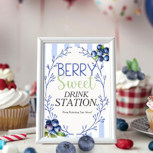 Berry Sweet DRINK STATION Blueberry  Sign  Invitation