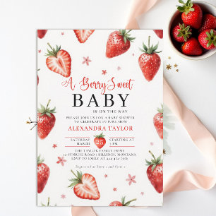 Berry Sweet Farmhouse Chic Watercolor Baby Shower Invitation