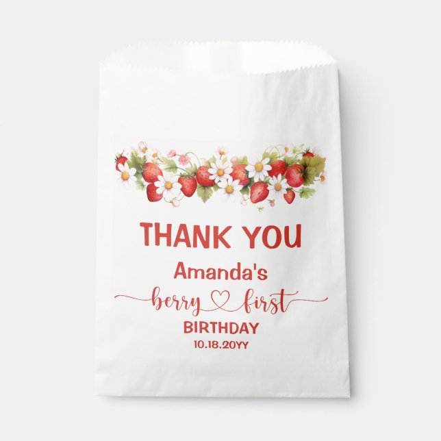 Berry Sweet First Birthday Favour Bags (Front)