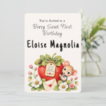 Berry Sweet First Birthday Invitation