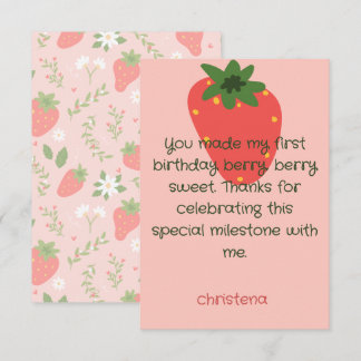 Berry Sweet First Birthday Thank You Card