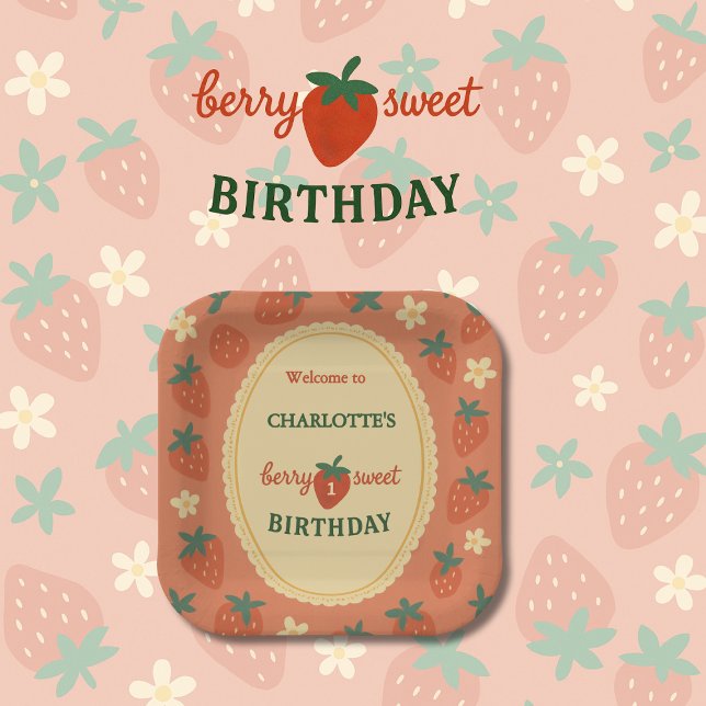 berry sweet first birthday welcome paper plate (Creator Uploaded)