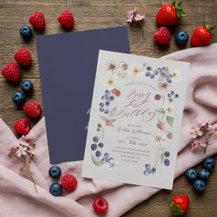 Berry Sweet First Birthday Wild Berries & Flowers Invitation