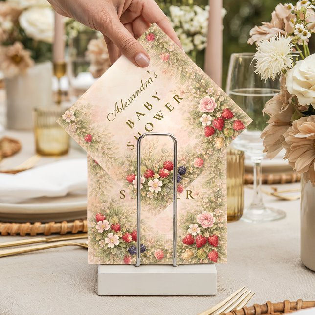 Berry Sweet Floral Baby Shower Napkin (Creator Uploaded)