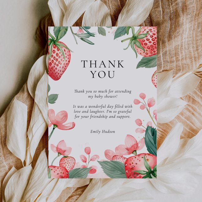 Berry Sweet Floral Baby Shower Thank You Card (Creator Uploaded)