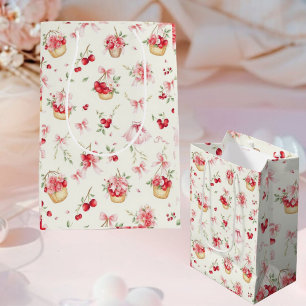 Berry Sweet Floral Cherry Gift Bag   Elegant Pink 