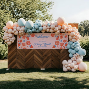 Berry Sweet Floral Strawberry Welcome Baby Shower Banner