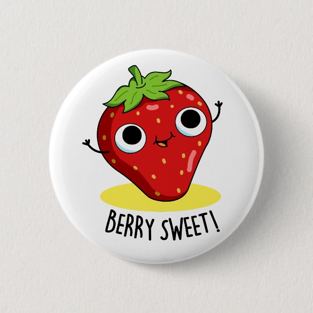 Berry Sweet Funny Strawberry Pun  6 Cm Round Badge (Front)