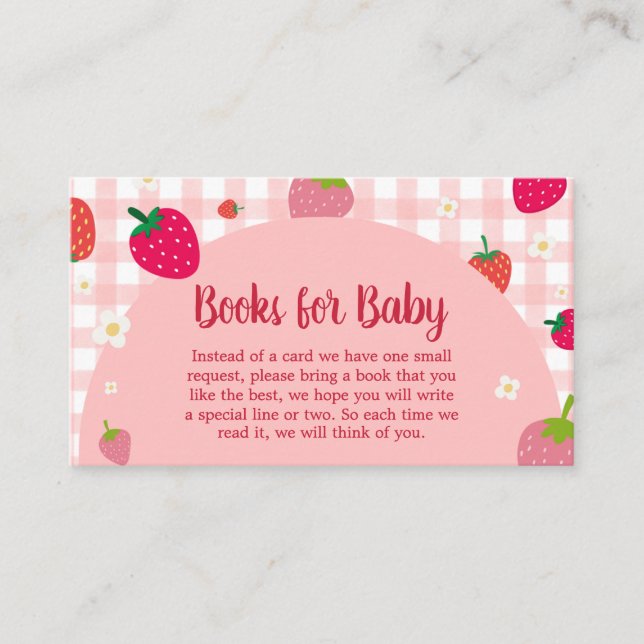 Berry Sweet Gingham Strawberry Books for Baby Enclosure Card (Front)