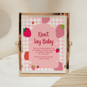 Berry Sweet Gingham Strawberry Don't Say Baby Poster