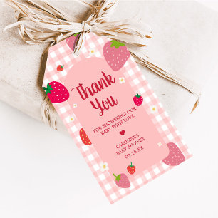 Berry Sweet Gingham Strawberry Favour Tags