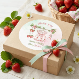 Berry Sweet Girl Baby Shower  Classic Round Sticker