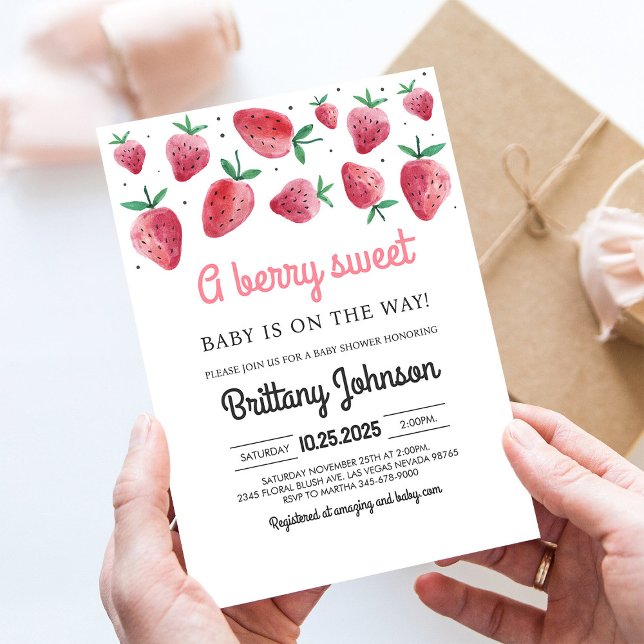 Berry Sweet Girl Baby Shower Invitation (Creator Uploaded)