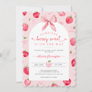 Berry Sweet Girl QR Code All in One Baby Shower Invitation