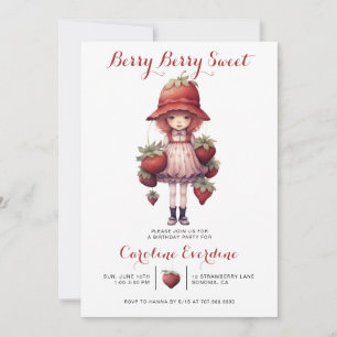 Berry Sweet Girl's Illustrated Birthday Party Invitation