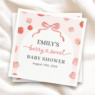 Berry Sweet Girl's Strawberry Baby Shower Napkin