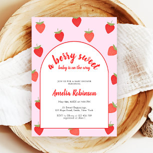 Berry Sweet Girly Strawberry Baby Shower Invitation