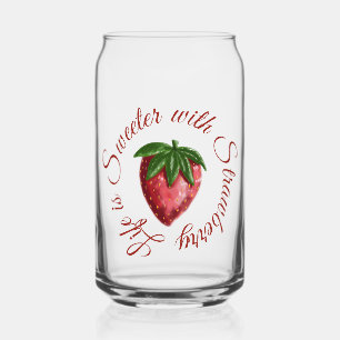 Berry Sweet Hand-Drawn Strawberry Pattern Glass