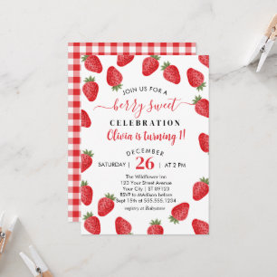 Berry Sweet Is Turning 1 Strawberry 1st Birthday Invitation