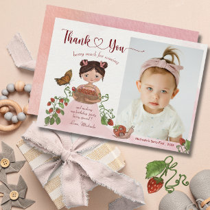 Berry Sweet Kids Birthday Photo Thank You Card