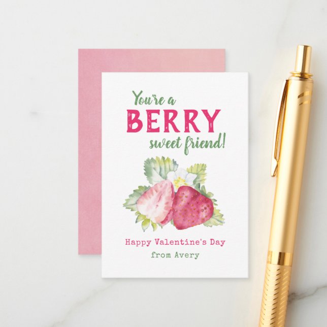 Berry Sweet Kids Classroom Valentine's Cards (Front/Back In Situ)