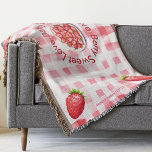 Berry Sweet Love Strawberry Gingham Bride gift  Throw Blanket<br><div class="desc">Introducing our "Berry Sweet Love" Throw Rug, the perfect fusion of vintage charm and modern country elegance. This delightful blanket captures the essence of a bachelorette party, hen night, or bridal shower with its retro vintage vibes and sweet strawberry design. Picture your riverside picnic brunch adorned with this cosy throw...</div>