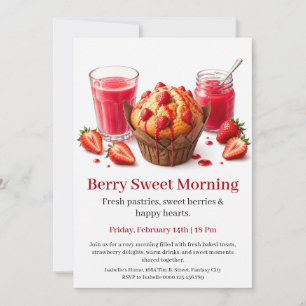 Berry Sweet Morning Strawberry Pastry Brunch Invitation