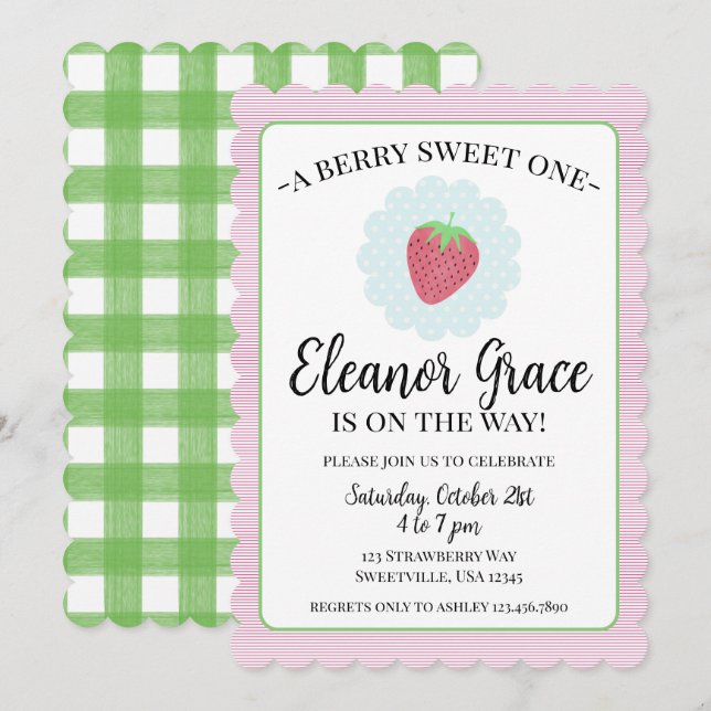 Berry Sweet One Baby Shower Invitation (Front/Back)