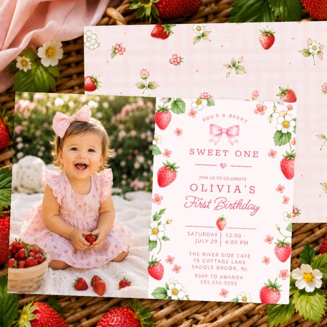 Berry Sweet One Birthday Invitation (Creator Uploaded)